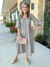 Load image into Gallery viewer, Burnt Sage Tiered Midi Dress