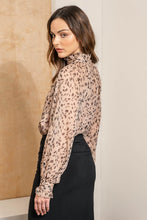 Load image into Gallery viewer, Mocha High Neck Leopard Print Blouse