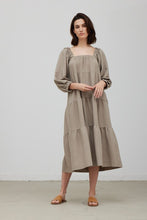 Load image into Gallery viewer, Burnt Sage Tiered Midi Dress