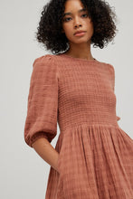 Load image into Gallery viewer, Autumn Rose Smocked Gingham Dress