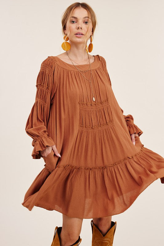 Caramel Latte Ruffle Dress