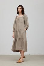 Load image into Gallery viewer, Burnt Sage Tiered Midi Dress
