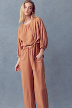 Load image into Gallery viewer, Pumpkin Spice Wide Leg Pant Set with Cropped Top
